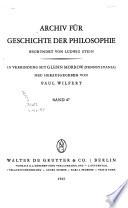 Télécharger le livre libro Archiv Für Geschichte Der Philosophie